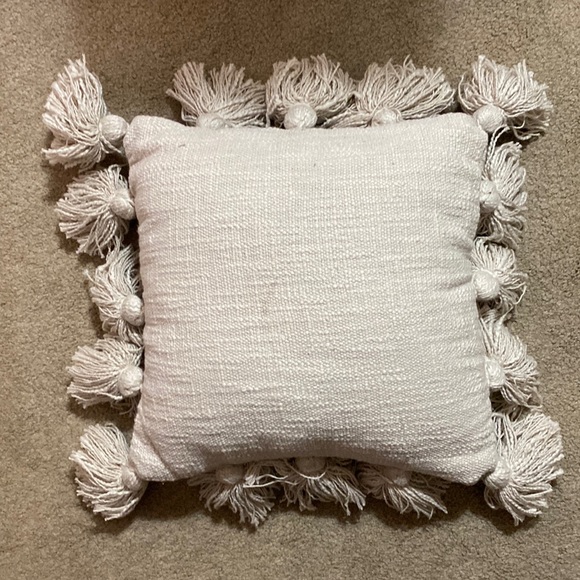 Off White Pillow with Tassles - Picture 1 of 5